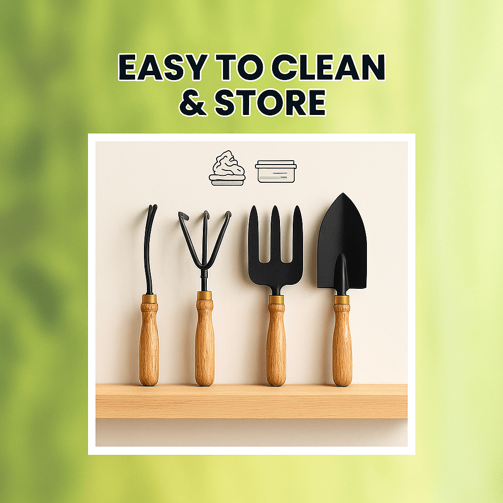 🌿 Garden Picks™ 5-Piece Wooden Gardening Tool Set