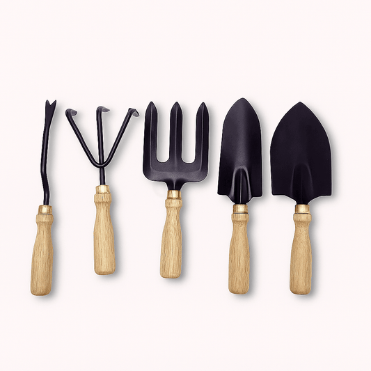 🌿 Garden Picks™ 5-Piece Wooden Gardening Tool Set